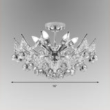 Postmodern Crystal Ball Ceiling Light Fixture - Chrome/Clear/Cognac 4 Lights Semi Flush Mount