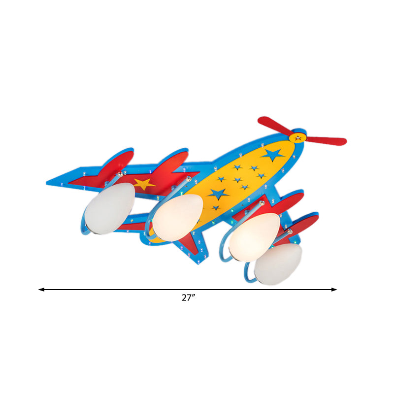 Chic Modern Flush Mount Ceiling Light Fixture With 3 Multi-Color Metal Bulbs For Kindergarten