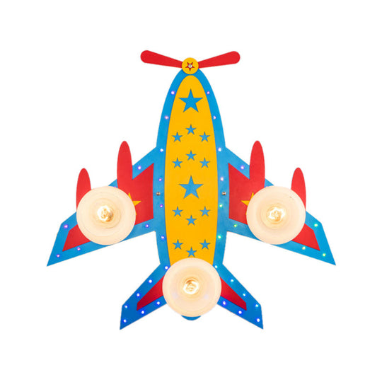 Chic Modern Flush Mount Ceiling Light Fixture With 3 Multi-Color Metal Bulbs For Kindergarten