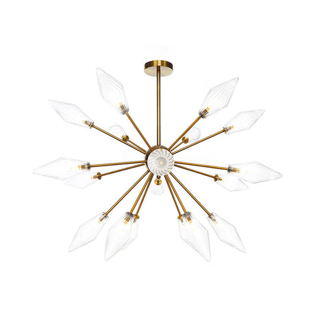 Vintage Diamond Hanging Chandelier Light - Amber/Clear Glass 9/12/15 Heads Adjustable Rod Restaurant