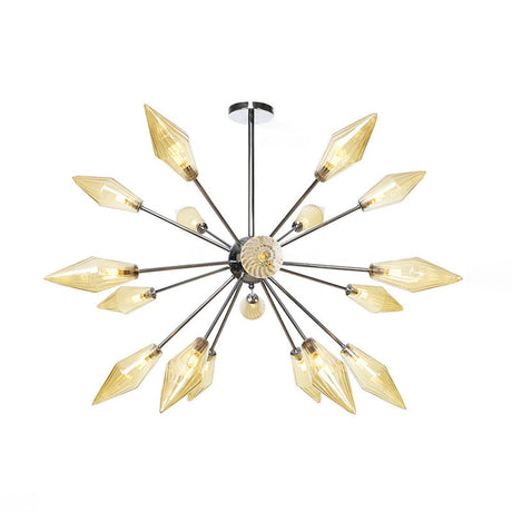 Industrial Amber/Clear Pendant Chandelier Lamp With Diamond Glass Shade - 9/12/15-Light For Living