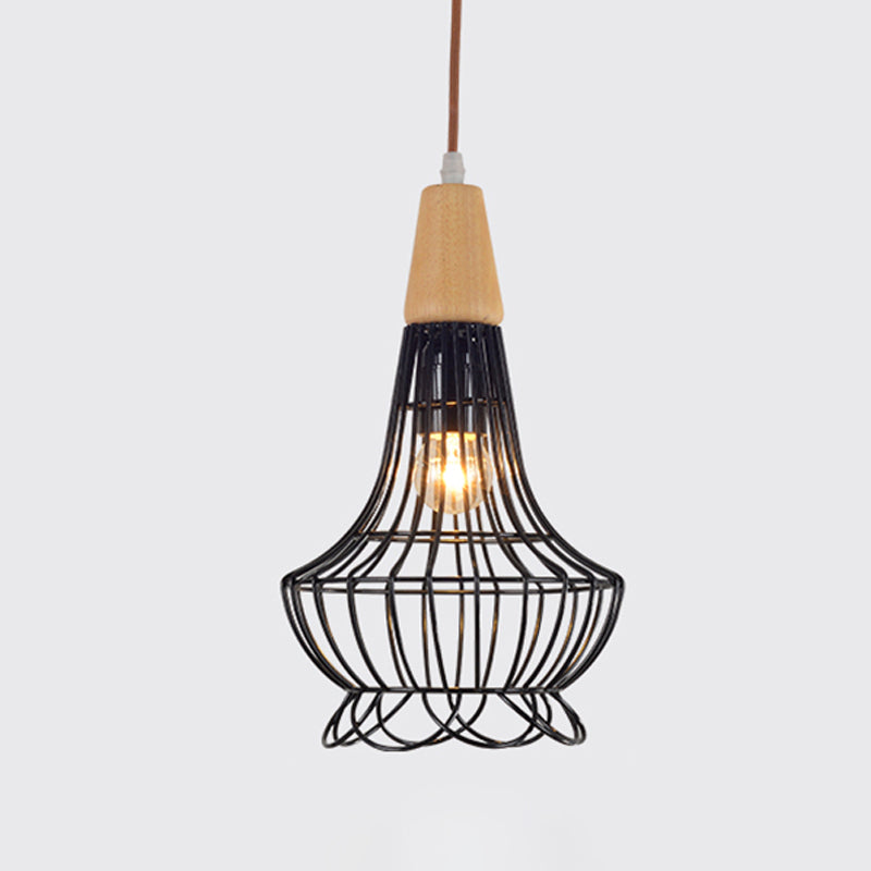 Vintage Black Metal Pendant Lamp For Restaurant With Diamond Urn And Pumpkin Design /