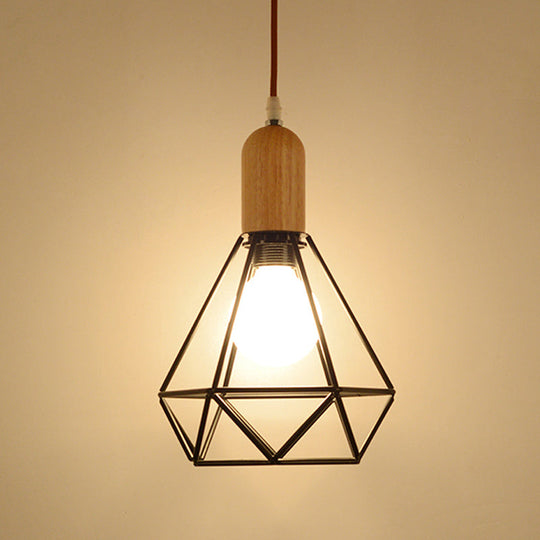 Vintage Black Metal Pendant Lamp For Restaurant With Diamond Urn And Pumpkin Design /