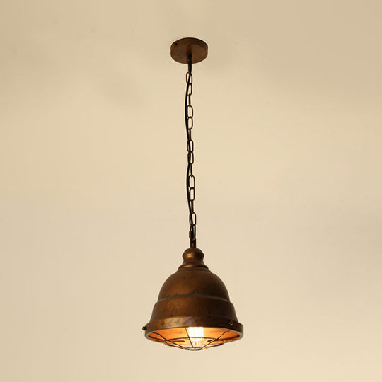 Vintage Metal Caged Hanging Ceiling Light - Rustic Pendant Lamp For Dining Room
