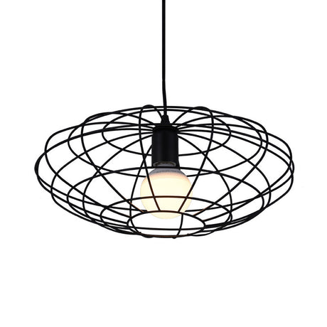 Vintage Metal Cage Pendant Light For Living Room - Black