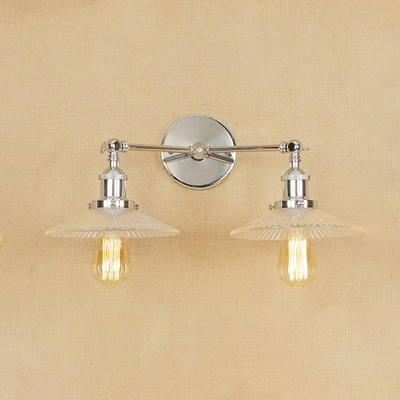 Clear Glass Wall Sconce With 2 Lights In Bronze/Brass/Chrome Finish - Perfect For Indoor Lighting