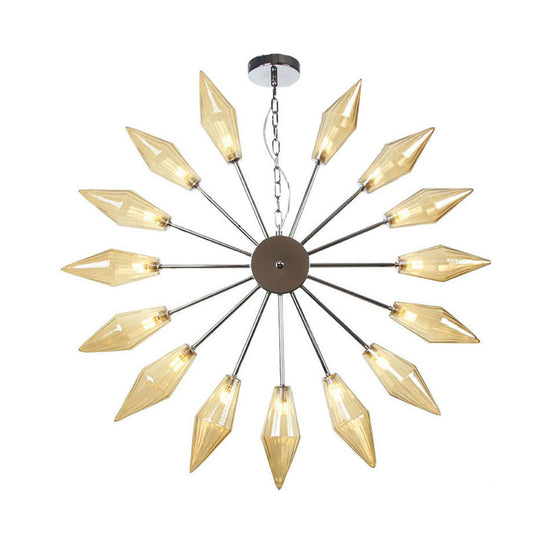Lustre industriel moderne Sputnik avec verre ambré/transparent - 6/9/12 lumières - Finitions noir/cuivre/chrome