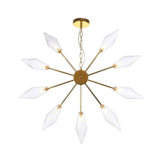 Lustre industriel moderne Sputnik avec verre ambré/transparent - 6/9/12 lumières - Finitions noir/cuivre/chrome