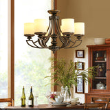 Classic Starburst Pendant Chandelier - 3/6 Lights Black Metal Ceiling Lamp Living Room Fixture With