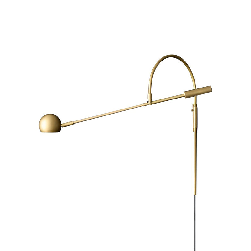 Traditionary Metal 1-Head Sconce Light Fixture For Living Room - Black/Brass/Chrome Ball Wall