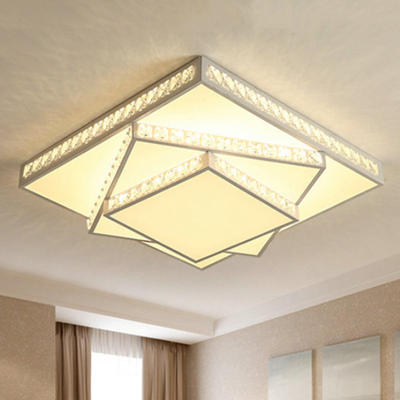 Modern Acrylic Led Square Ceiling Lamp - White Flush Mount Lighting 16’/19.5’/23.5’ Wide & 3