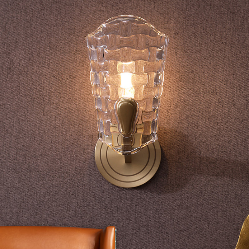 Vintage Curved Glass Wall Lamp With 1/2 Heads For Living Room Sconce Light