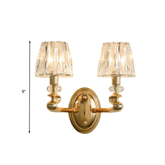 Modern Gold K9 Crystal Wall Sconce Light For Bedroom