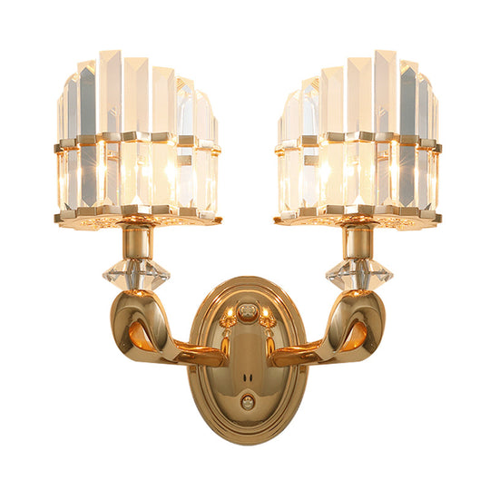Modern Crystal Gold Wall Lamp - Geometric Design With Led Lighting Perfect For Living Room