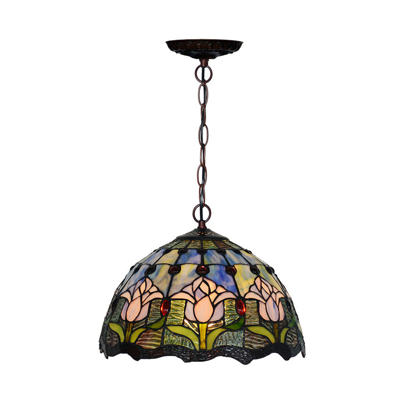 Tiffany Red/Green Cut Glass Chandelier Light - 1/2 Lights Suspended Lamp For Kitchen (12’/16’