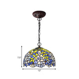 Tiffany Yellow Cut Glass Pendant Lamp 8/12/16 W - Ideal For Kitchen Dome Hanging Chandelier With 1/2