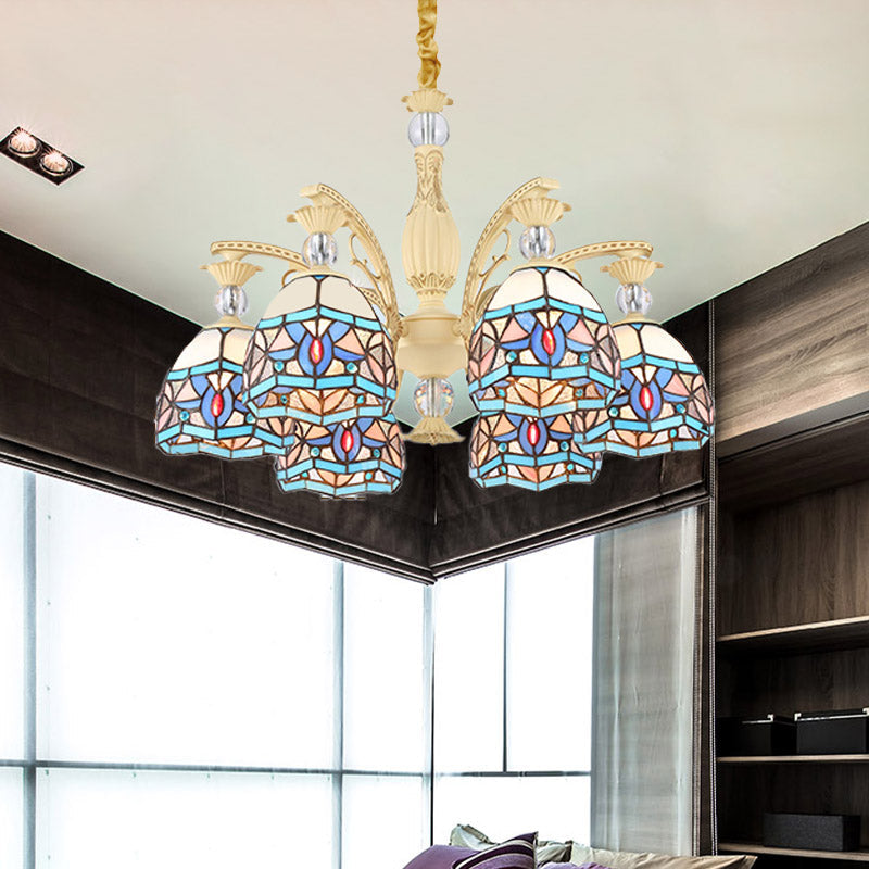 Blue Victorian Chandelier With Cut Glass Shade - 6/9/11 Lights Modern Suspension Pendant For Living