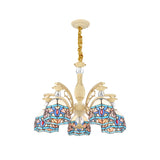 Blue Victorian Cut Glass Chandelier Light With Suspension Pendant - 6/9/11 Lights Domed Shade Living