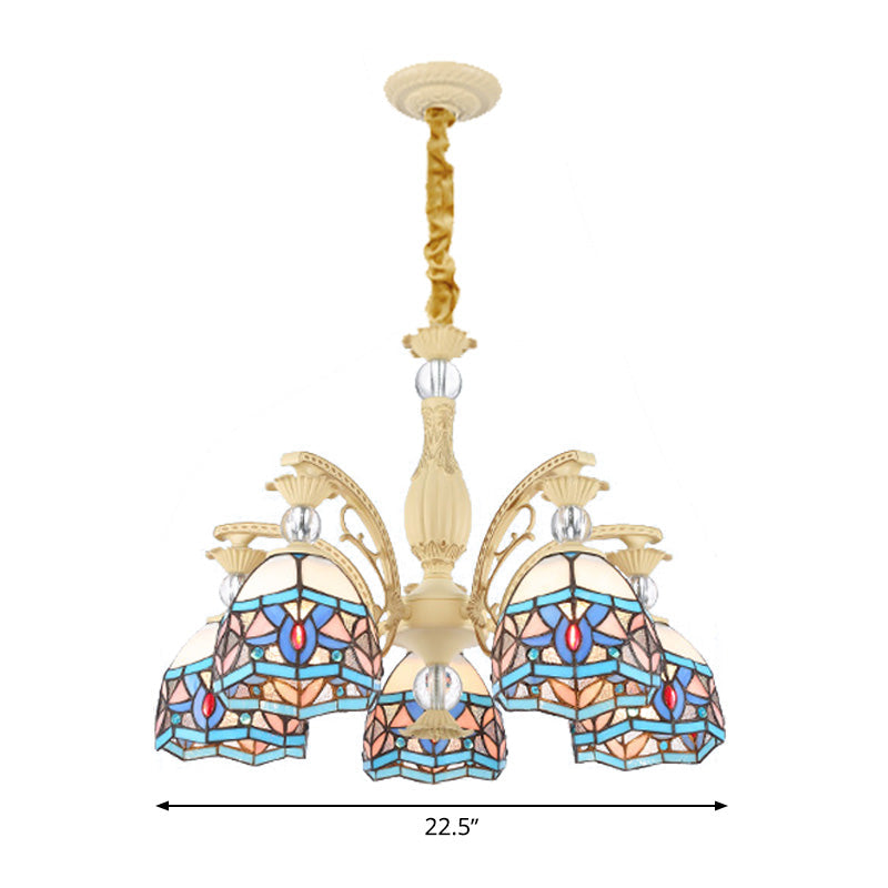 Blue Victorian Chandelier With Cut Glass Shade - 6/9/11 Lights Modern Suspension Pendant For Living