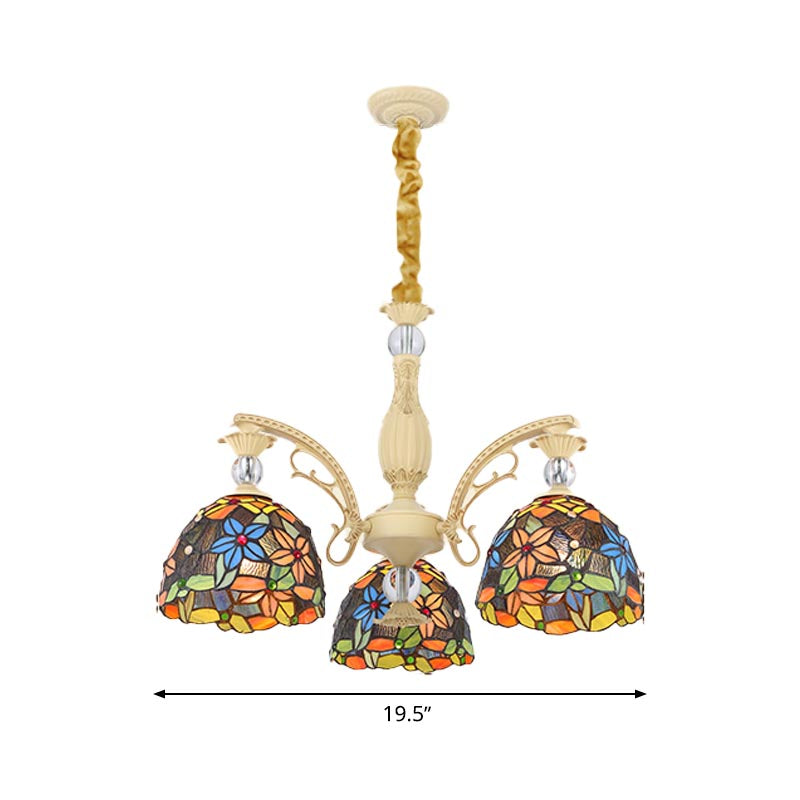 Éclairage de lustre floral méditerranéen - Kit de suspension en verre teinté 6/9/11 lumières (orange)