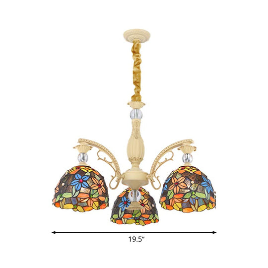 Éclairage de lustre floral méditerranéen - Kit de suspension en verre teinté 6/9/11 lumières (orange)