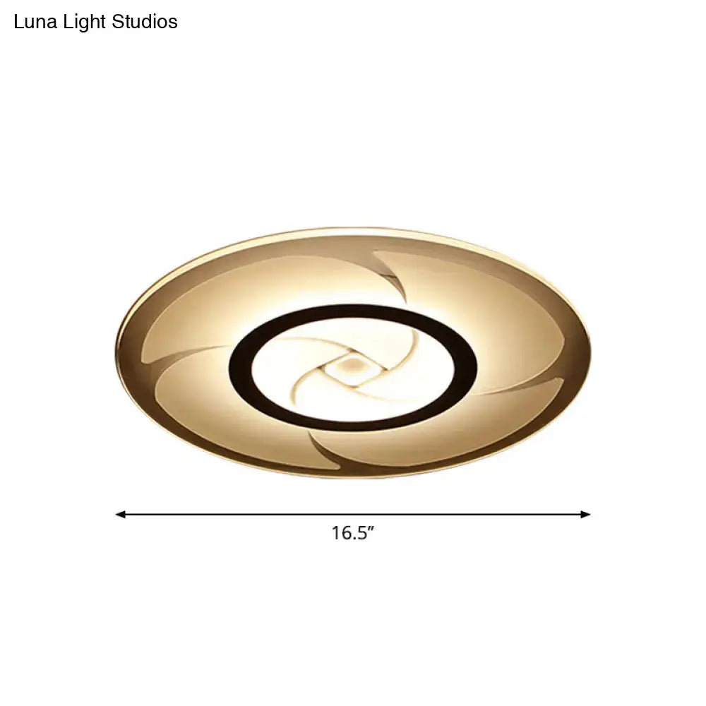 Modern Pinwheel Pattern Disc Thin Ceiling Light - 16.5’/24.5’/31’ W Led Flush Mounted Lamp White