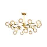 Modern 12/15/18-Light Chandelier With Clear Glass Shade And Black/Gold Ball Ceiling Pendant Lamp