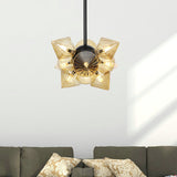 Contemporary Amber Glass Diamond Chandelier Lamp - 9/12 Bulbs Hanging Pentant Light For Living Room