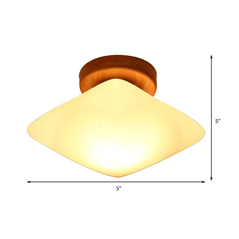 Frosted Glass Semi-Circle/Square Flush Ceiling Light - Modern 1-Light Mount For Corridor