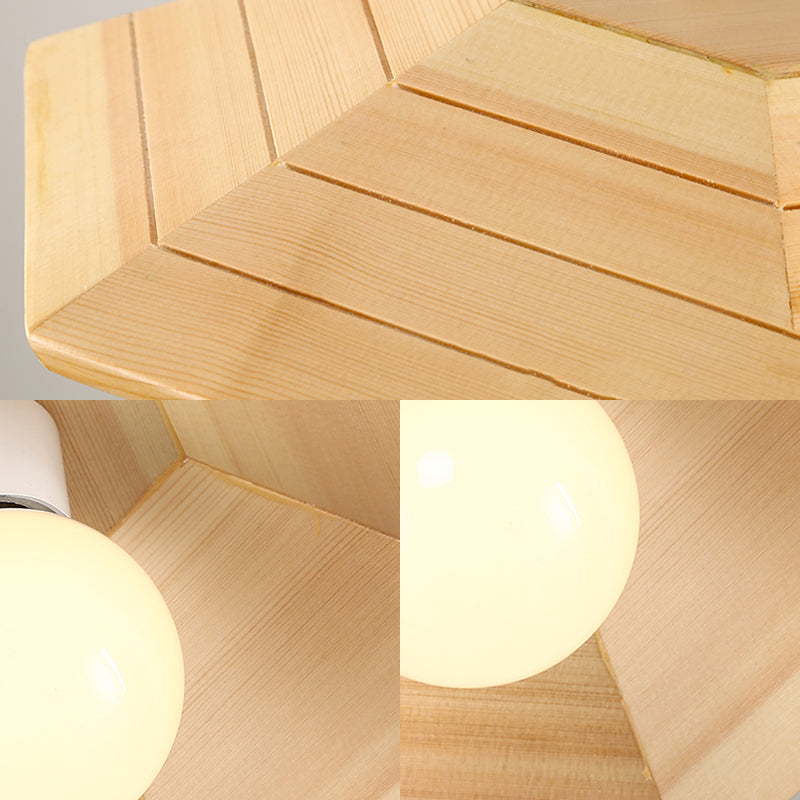 Wooden Conical Ceiling Flush Mount Light In Wood Finish - Simple And Stylish