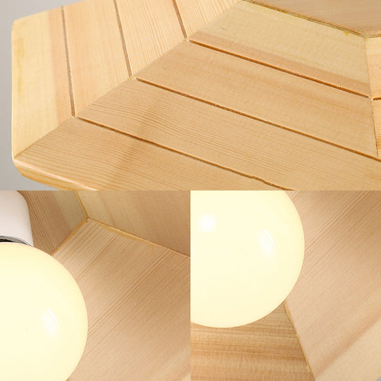 Wooden Conical Ceiling Flush Mount Light In Wood Finish - Simple And Stylish
