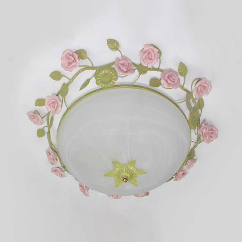 Green 3 - Light Flush Mount Bowl Ceiling Light For Living Room - Country Style (19’/23’ Width) / 19’