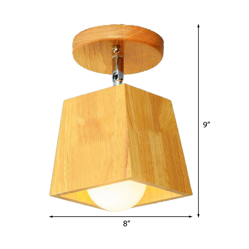 Modern Wooden Square/Trumpet/Pineapple Semi - Flush Ceiling Light - 1 Indoor Mount