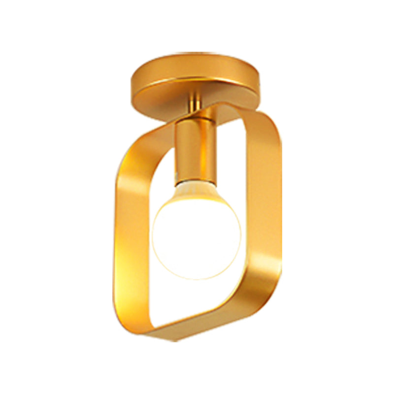 Nordic Metal Semi - Flush Mount Ceiling Light In Gold - Triangular/Square/Round Shade 1 - Light