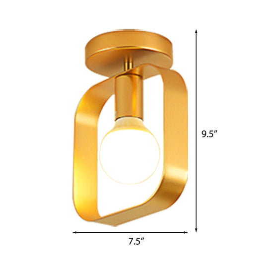Nordic Metal Semi - Flush Mount Ceiling Light In Gold - Triangular/Square/Round Shade 1 - Light