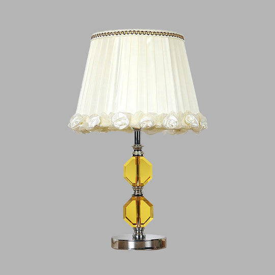 Traditional Beveled Crystal Octagonal Table Lamp With Single Head In White