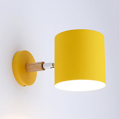 Kids Bedroom & Corridor Modern Wall Lamp - Metal Cylinder Design Yellow