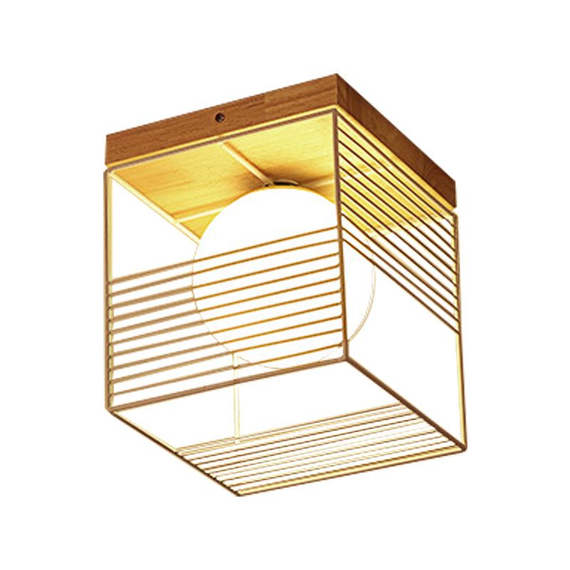 Contemporary Square Flush Mount Pendant Light - White/Black Metal Ideal For Bedroom Ceiling