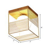 Contemporary Square Flush Mount Pendant Light - White/Black Metal Ideal For Bedroom Ceiling