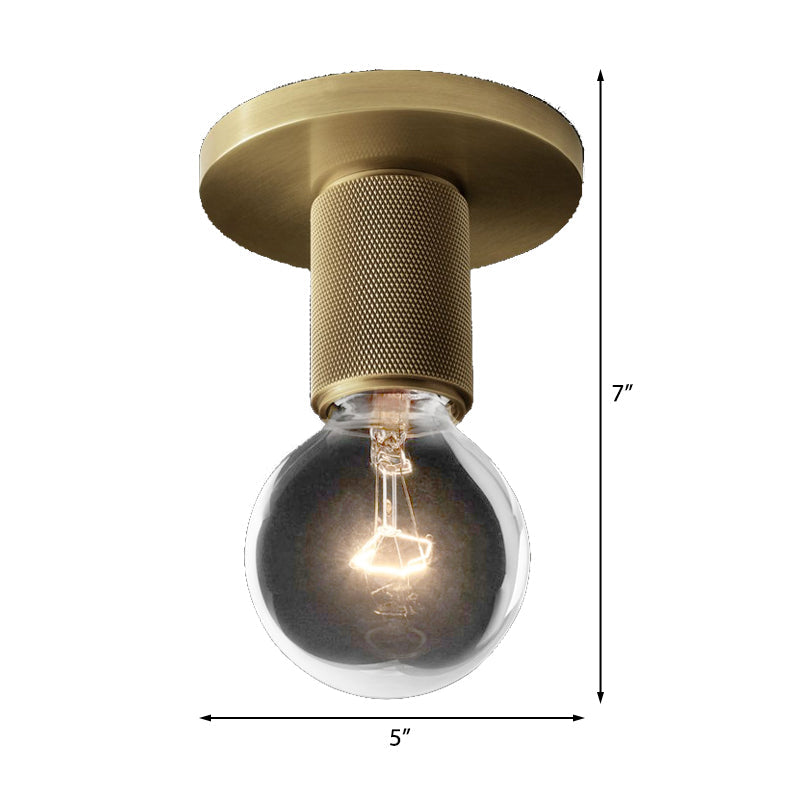 Modern Glass Flush Pendant Ceiling Light In Brass For Balcony - Globe Cone Cylinder Trumpet Shapes