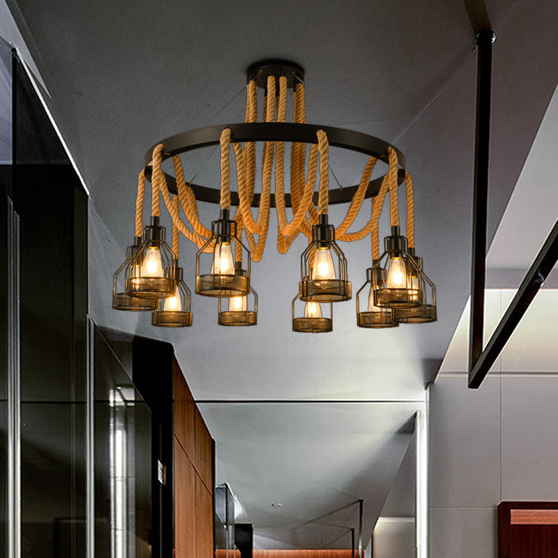 Metallic Chandelier - 4/6/14 Lights Circular Design Black Perfect For Restaurants And Ceilings