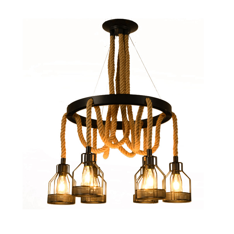 Metallic Chandelier - 4/6/14 Lights Circular Design Black Perfect For Restaurants And Ceilings