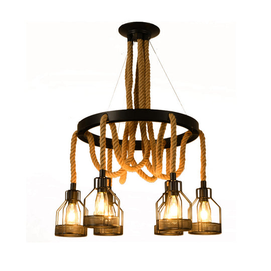 Metallic Chandelier - 4/6/14 Lights Circular Design Black Perfect For Restaurants And Ceilings