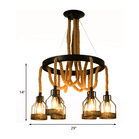 Metallic Chandelier - 4/6/14 Lights Circular Design Black Perfect For Restaurants And Ceilings