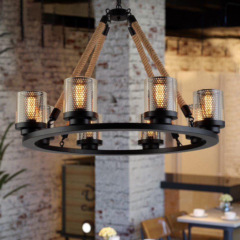 Industrial Metal Black Chandelier Pendant With 6/8 Lights - Stylish Ceiling Lamp For Restaurants