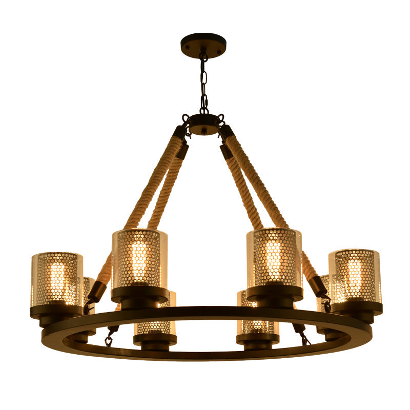Industrial Metal Black Chandelier Pendant With 6/8 Lights - Stylish Ceiling Lamp For Restaurants
