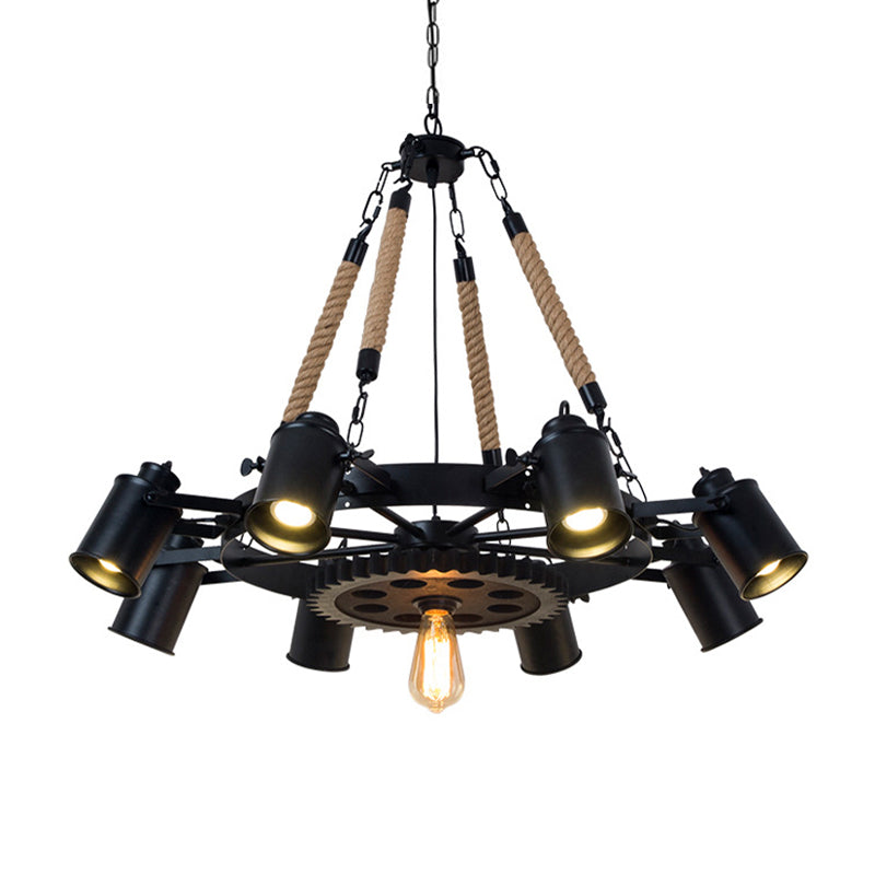 Metallic Factory Tube Chandelier Pendant Light Fixture - 7/9/11 Lights In Black For Dining Room