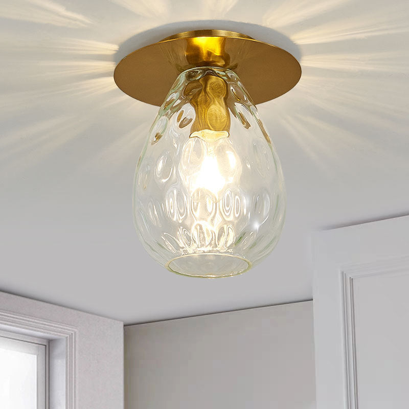 Clear Glass Pear - Shaped Dimple Flush Mount Lamp For Nordic Living Room