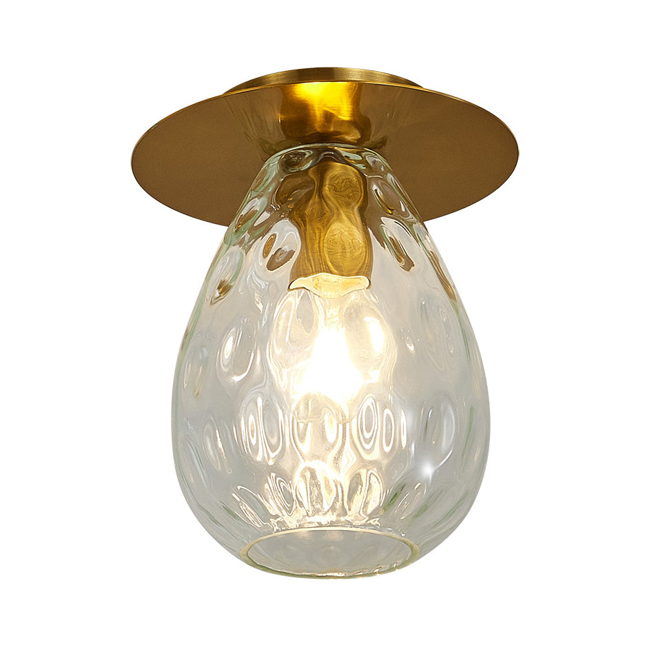 Clear Glass Pear - Shaped Dimple Flush Mount Lamp For Nordic Living Room