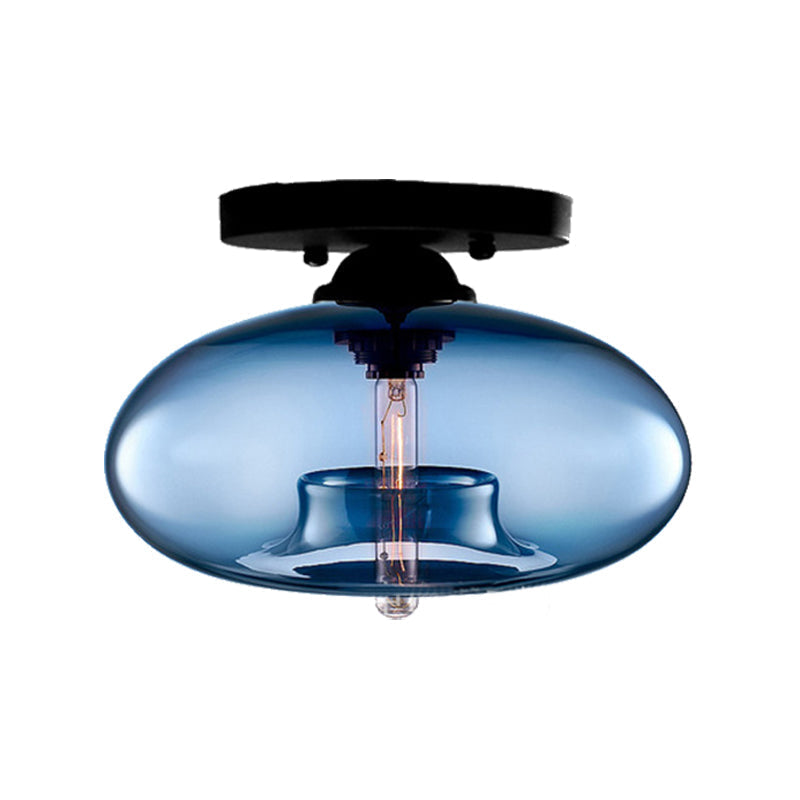 Modernist Glass Flush Ceiling Light Fixture - Oblong Shape 1 Sky Blue/Amber/Smoke Gray/Coffee 11’
